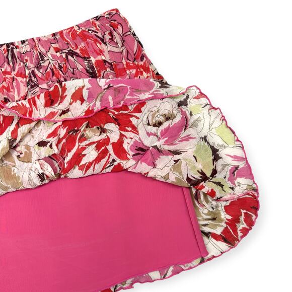 Eddie Rodriguez | Size 6 | Frilly Floral 100% Silk Crepe Layered Flutter Skirt - Picture 7 of 8